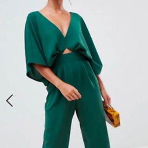 ASOS DESIGN Green jumpsuit with kimono sleeve